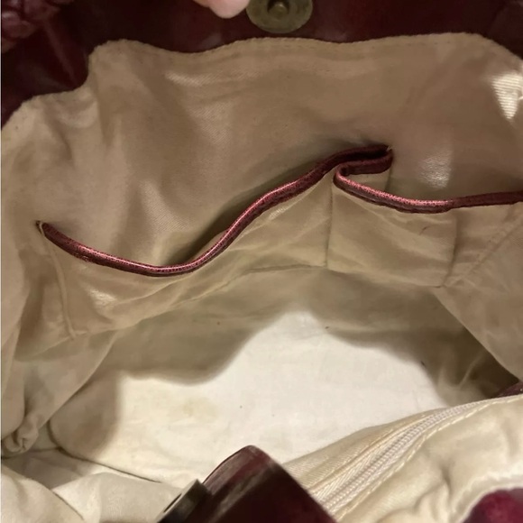 CHARLES DAVID BOHO HOBO BAG TOTE W/ BRAIDED DRAWSTRING TASSELS Burgundy/Oxblood - Picture 15 of 15